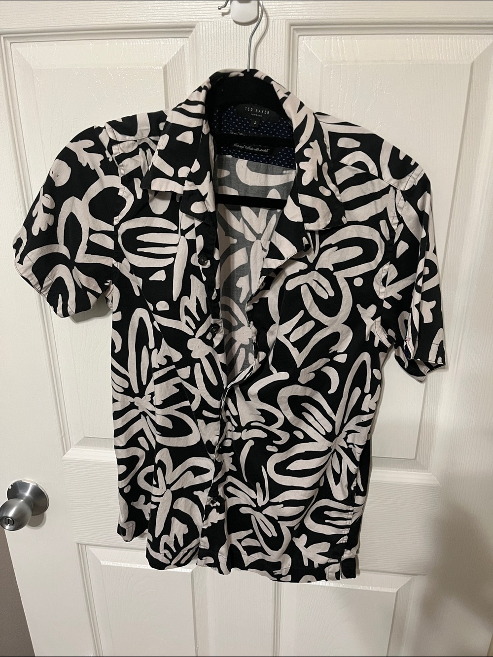 Ted Baker Black & White Abstract Floral Shirt